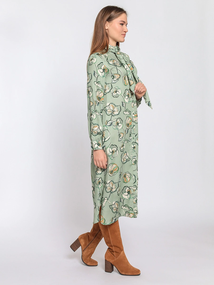 Платье-рубашка со съемным бантом